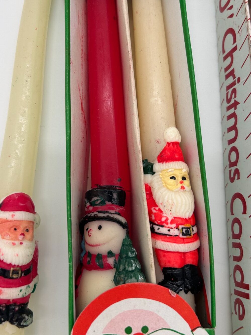 VTG 1960's Unused 12” Santa Taper Candles with Box Lot of 5 Santa Snowman - Picture 3 of 7